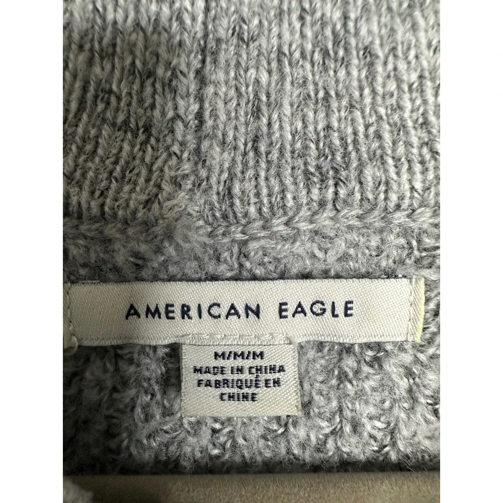 American Eagle Women's Gray Knit Sweater‎ Crew Neck Long Sleeve Casual Size Med - Picture 3 of 9